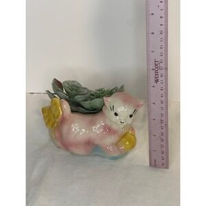 Vintage cat with‎ bow planter